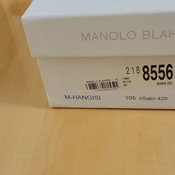 MANOLO BLAHNIK SATINBLUE PUMPS Ft. Square Crystal Buckle- Brand New